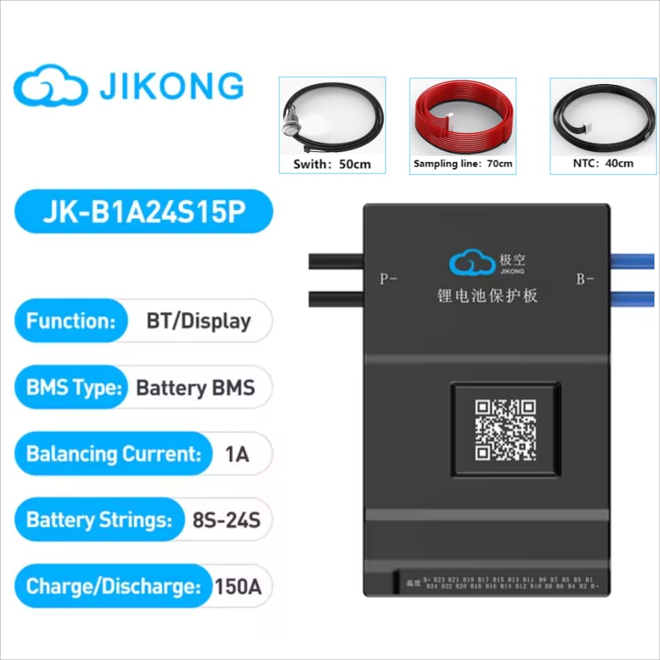Jikong JK-B1A20S15P Smart BMS 3.2" LCD | 20S LiFePO4/Li-ion Battery Protection Board | Active Protection System
