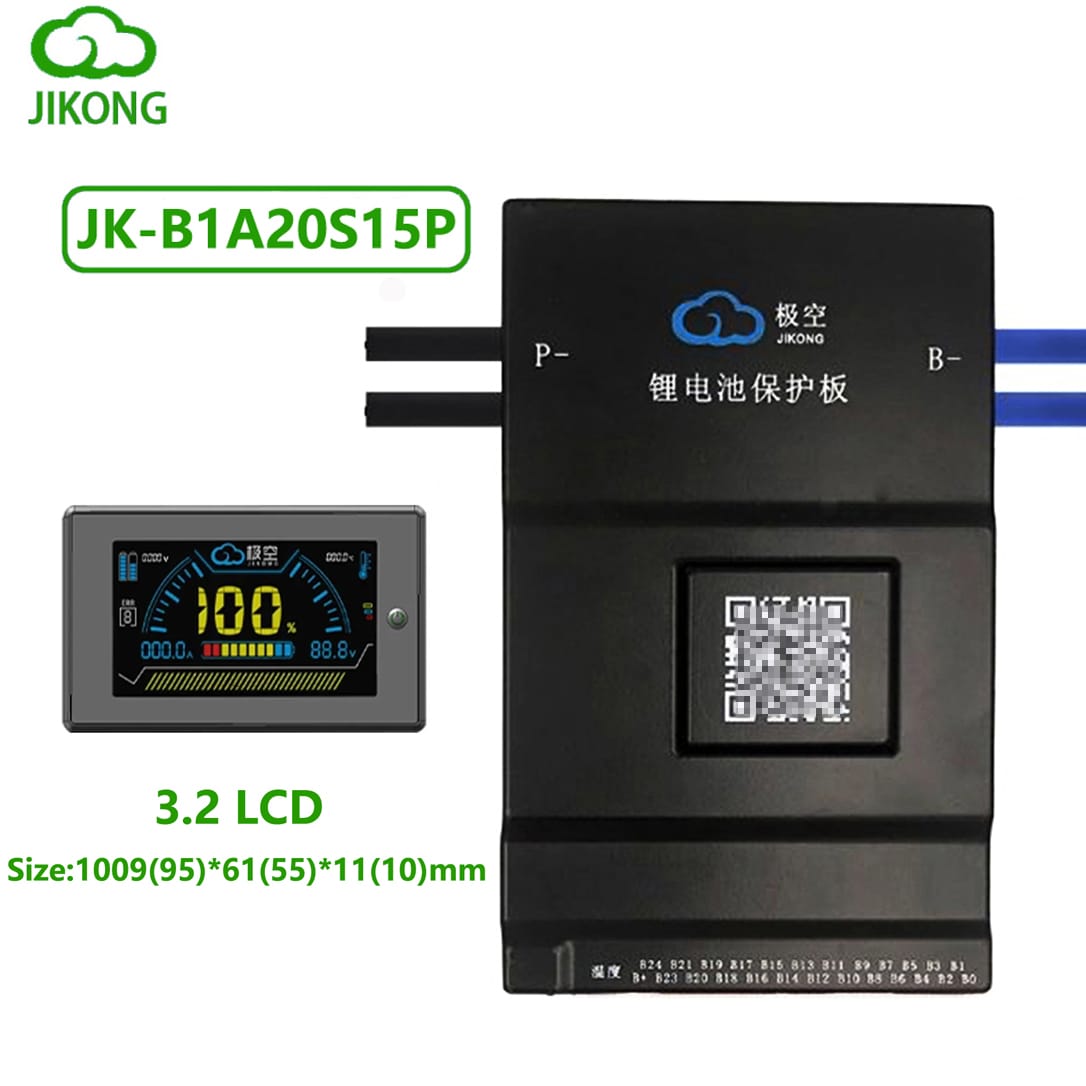 Jikong JK-B1A20S15P Smart BMS 3.2" LCD | 20S LiFePO4/Li-ion Battery Protection Board | Active Protection System