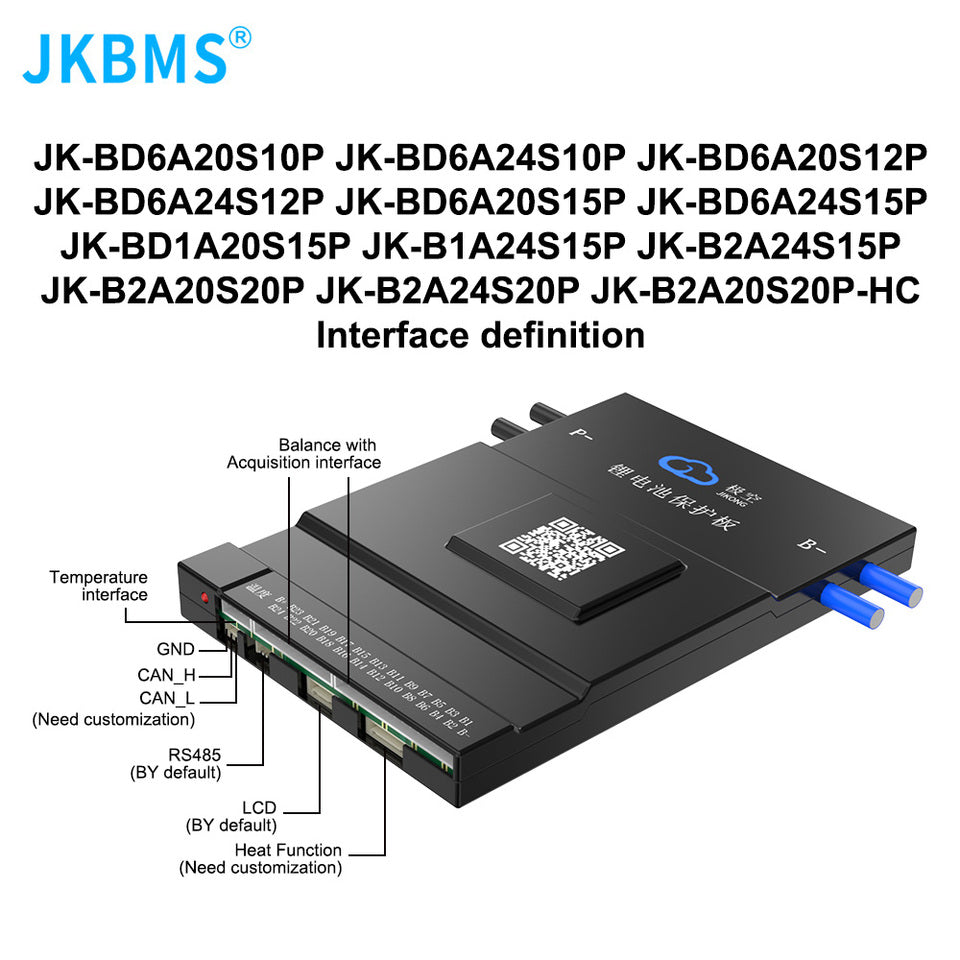 Jikong JK-B1A20S15P Smart BMS 3.2" LCD | 20S LiFePO4/Li-ion Battery Protection Board | Active Protection System